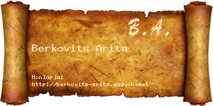 Berkovits Arita névjegykártya